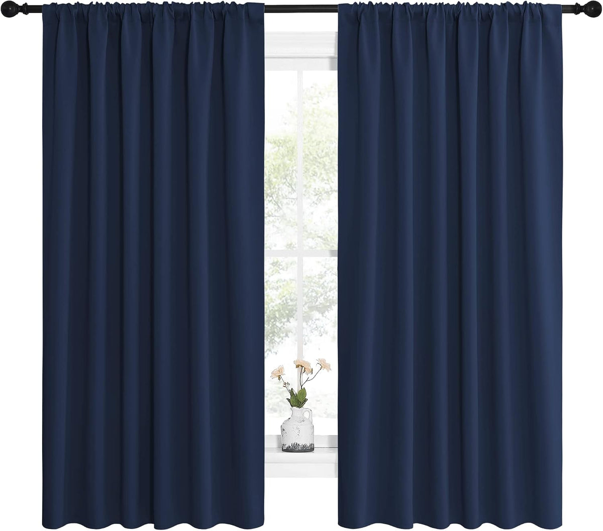 63"L x 62"W polyester curtains in Navy, alternate view 2