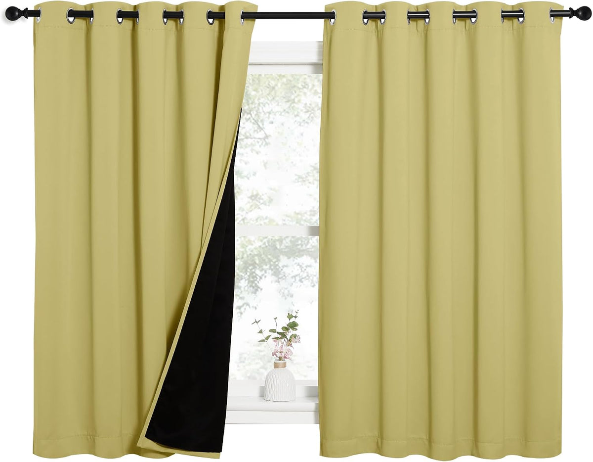 63"L x 62"W polyester curtains in Paler Yellow