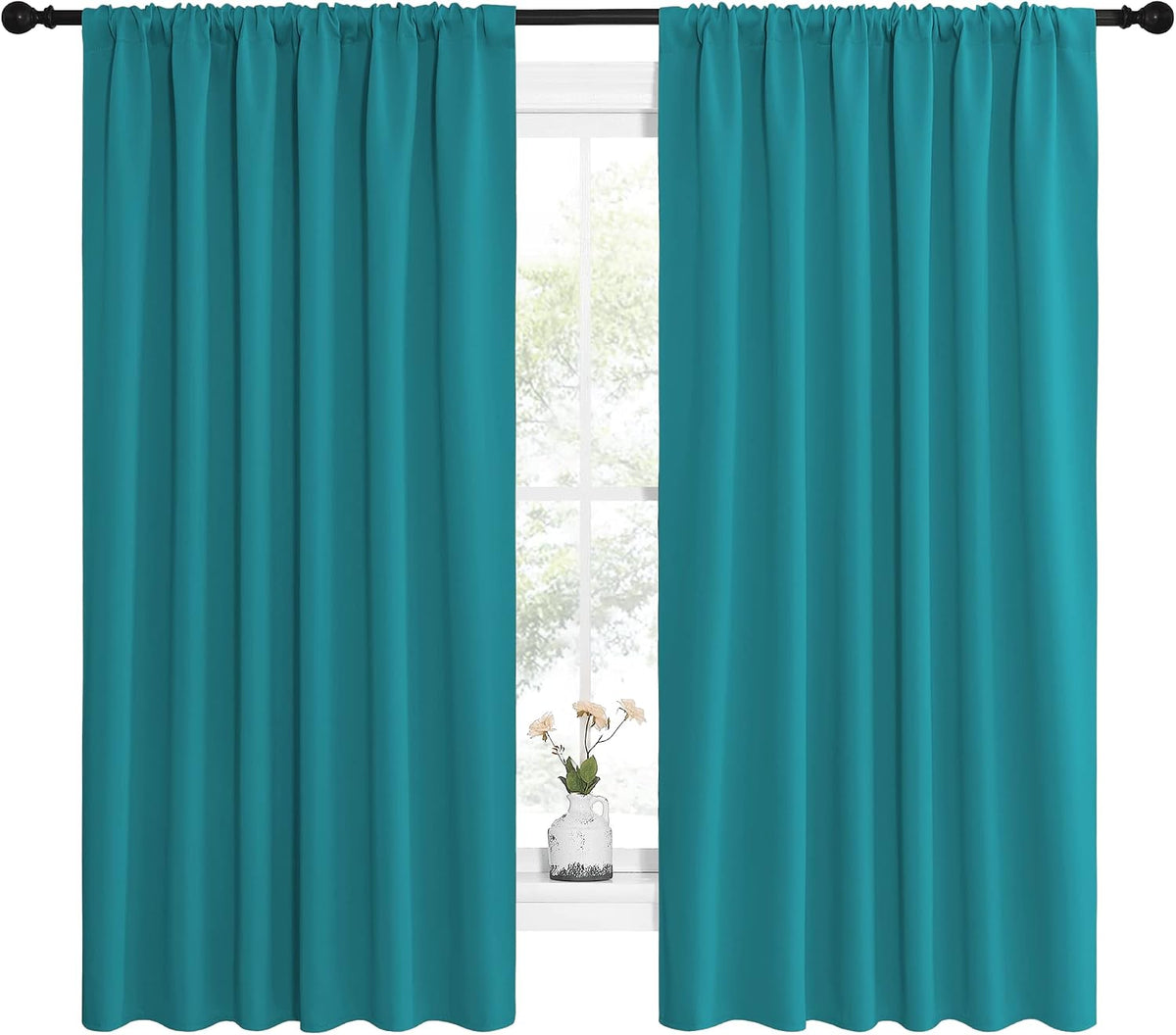 63"L x 62"W polyester curtains in Peacock Blue, alternate view 2