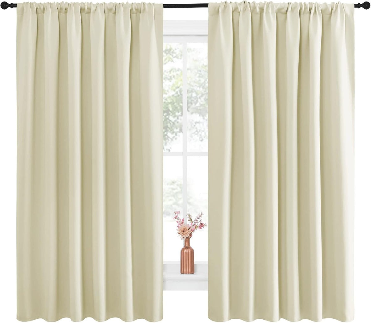 63"L x 70"W polyester curtains in Beige, alternate view 2