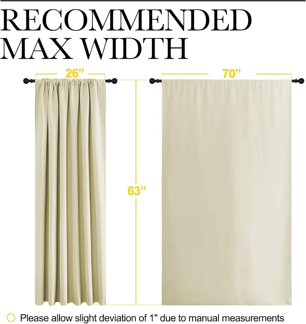 63"L x 70"W polyester curtains in Beige, alternate view 7