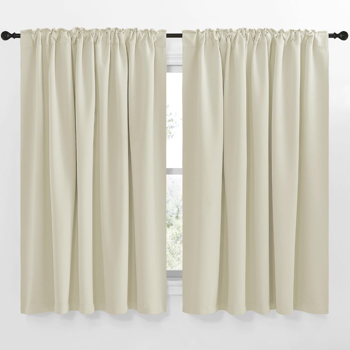 63"L x 70"W polyester curtains in Beige, alternate view 2