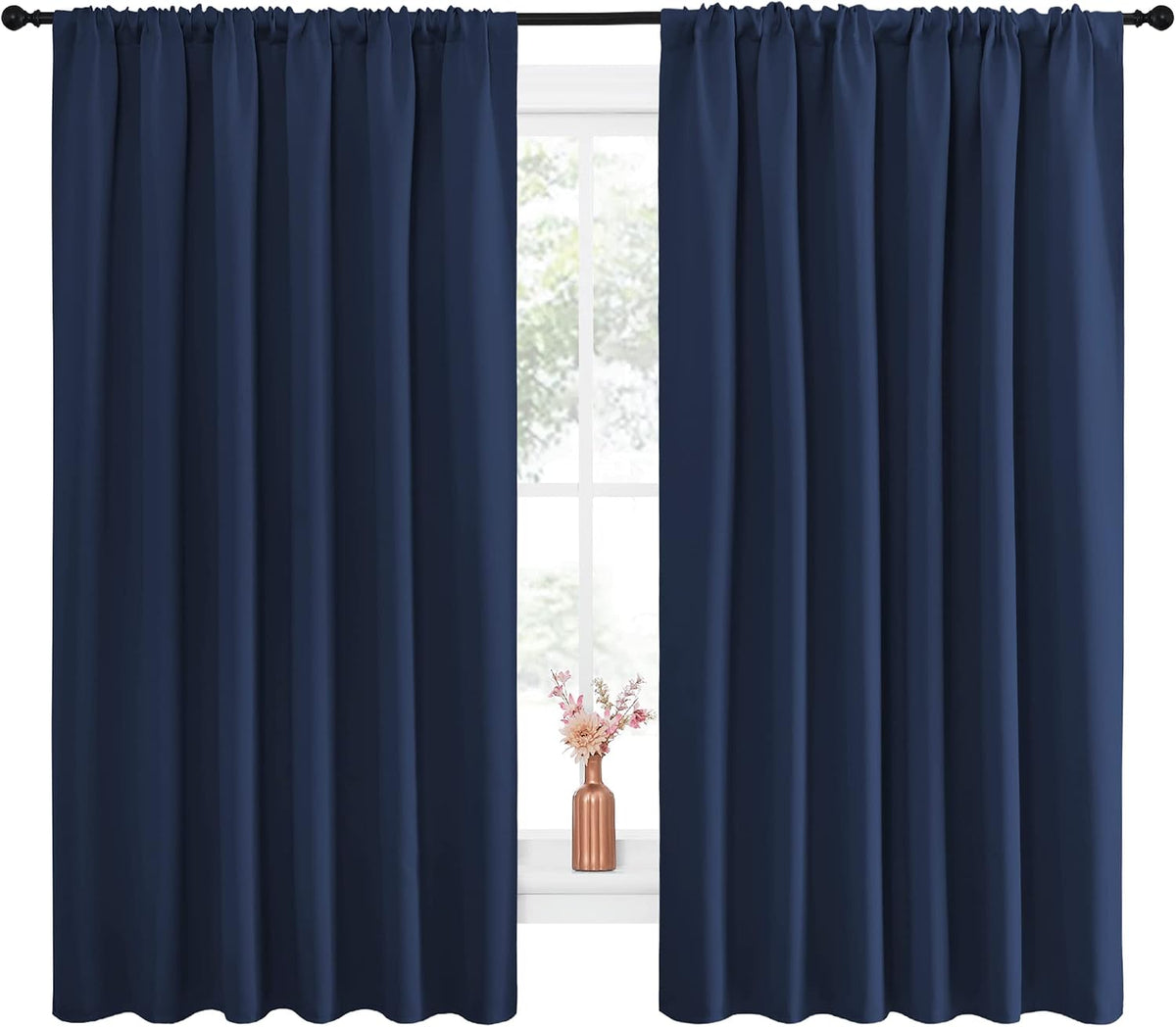 63"L x 70"W polyester curtains in Navy, alternate view 2