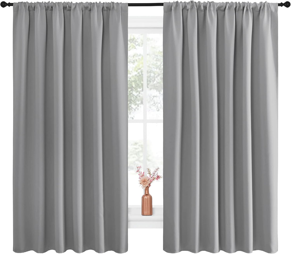 63"L x 70"W polyester curtains in Silver Grey, alternate view 2