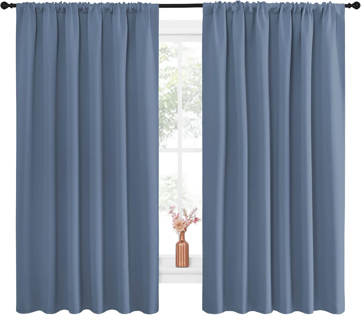 63"L x 70"W polyester curtains in Stone Blue, alternate view 2