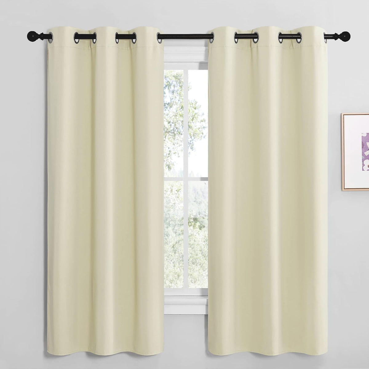 68"L x 42"W polyester curtains in Beige