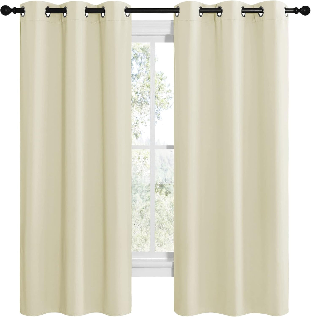 68"L x 42"W polyester curtains in Beige, alternate view 2