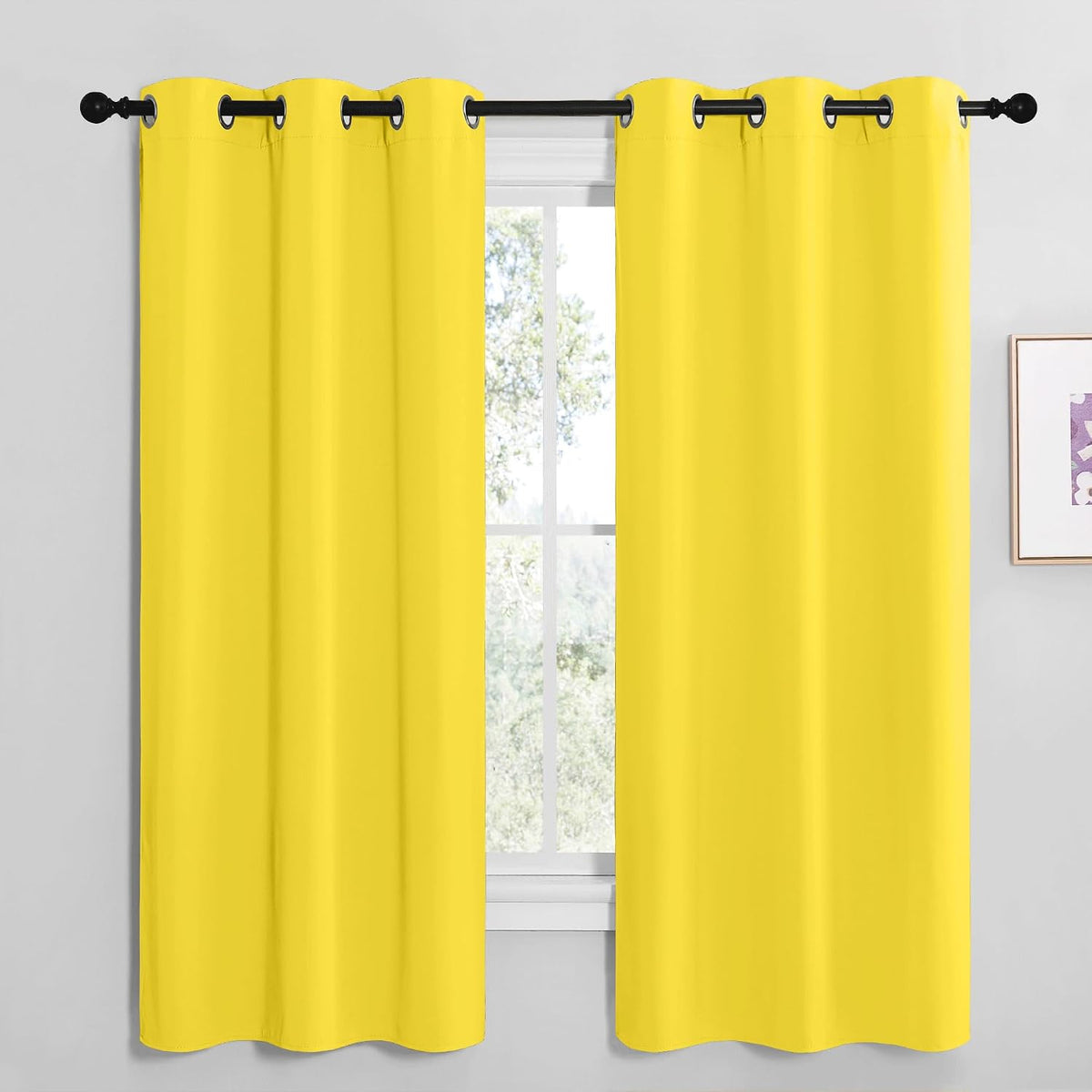 68"L x 42"W polyester curtains in Bright Yellow