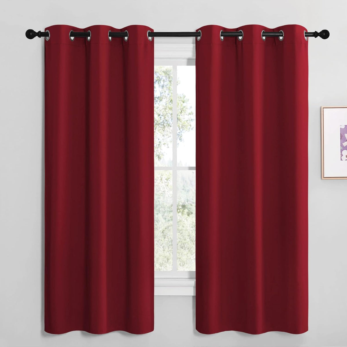 68"L x 42"W polyester curtains in Burgundy Red