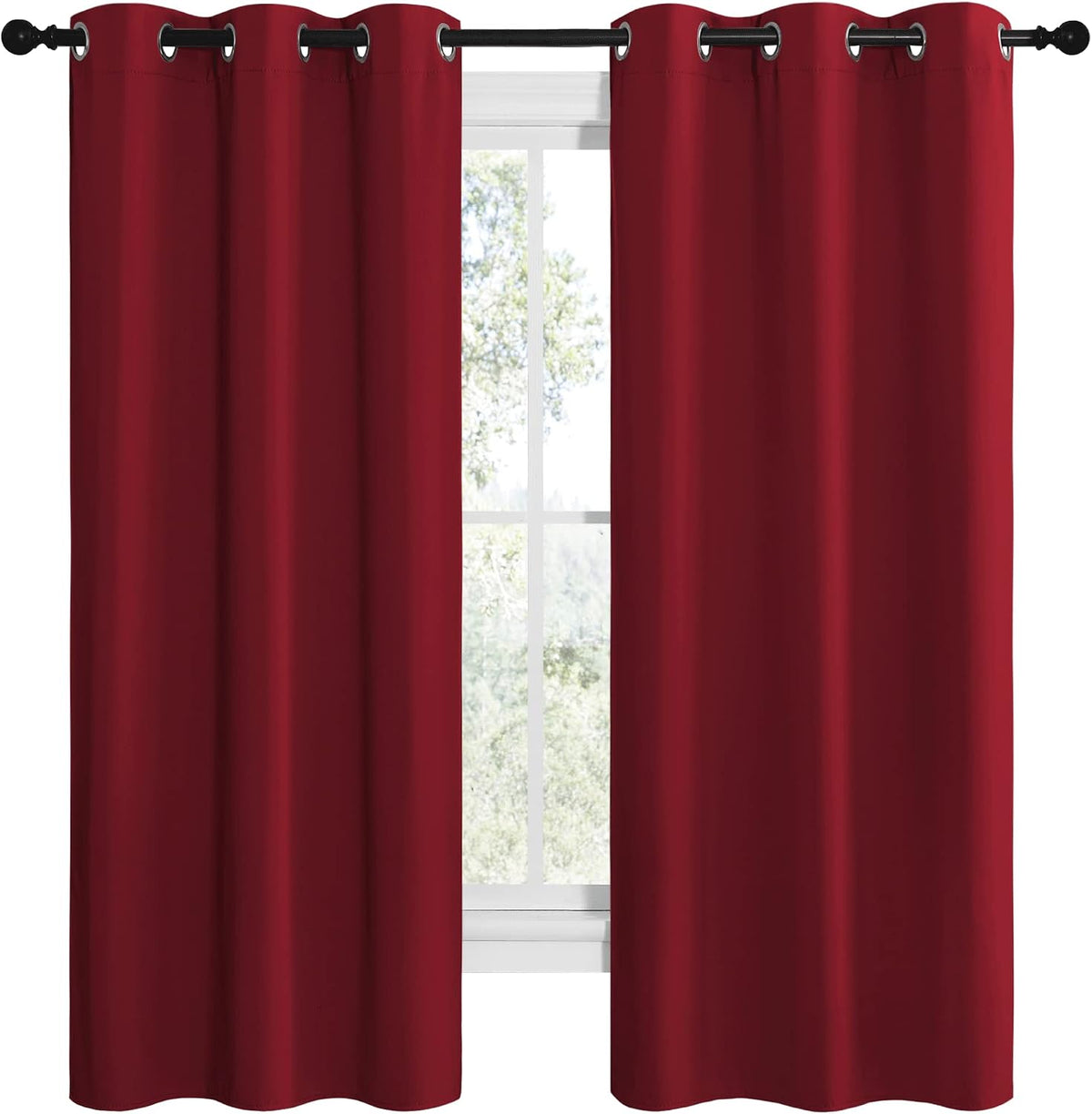 68"L x 42"W polyester curtains in Burgundy Red, alternate view 2