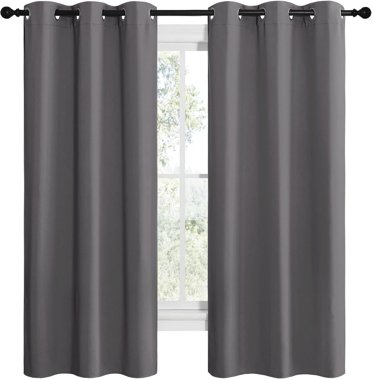 68"L x 42"W polyester curtains in Grey, alternate view 2