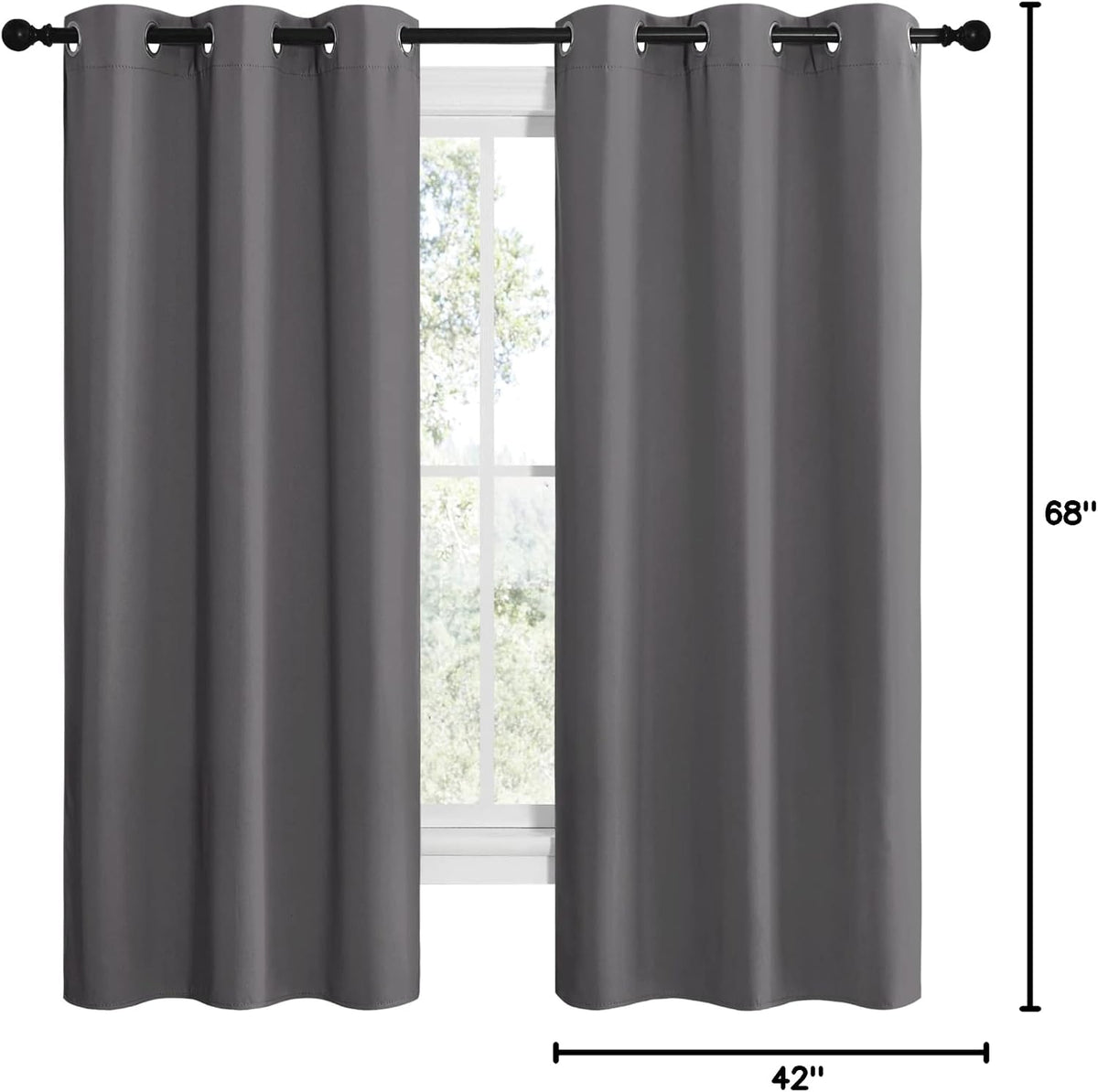 68"L x 42"W polyester curtains in Grey, alternate view 10
