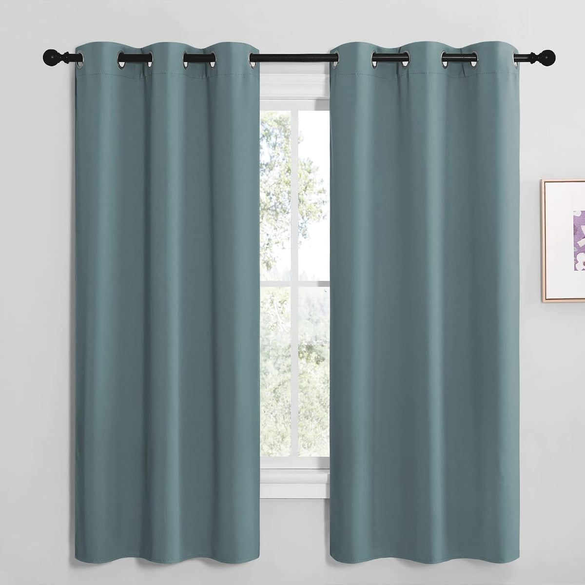 68"L x 42"W polyester curtains in Greyish Blue