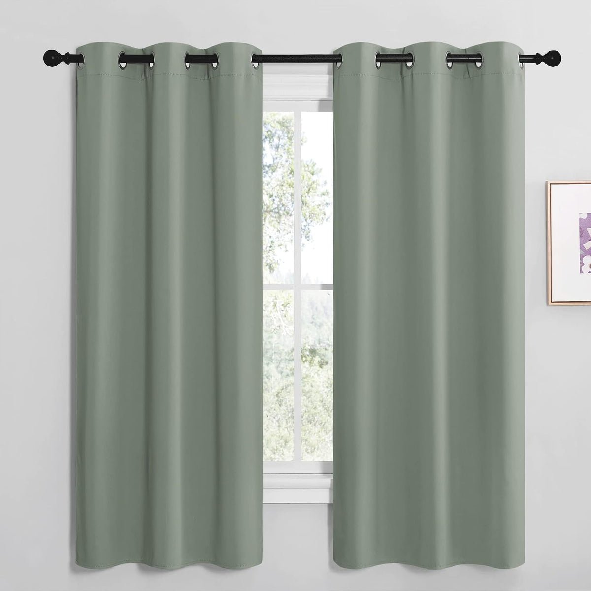 68"L x 42"W polyester curtains in Greyish Green