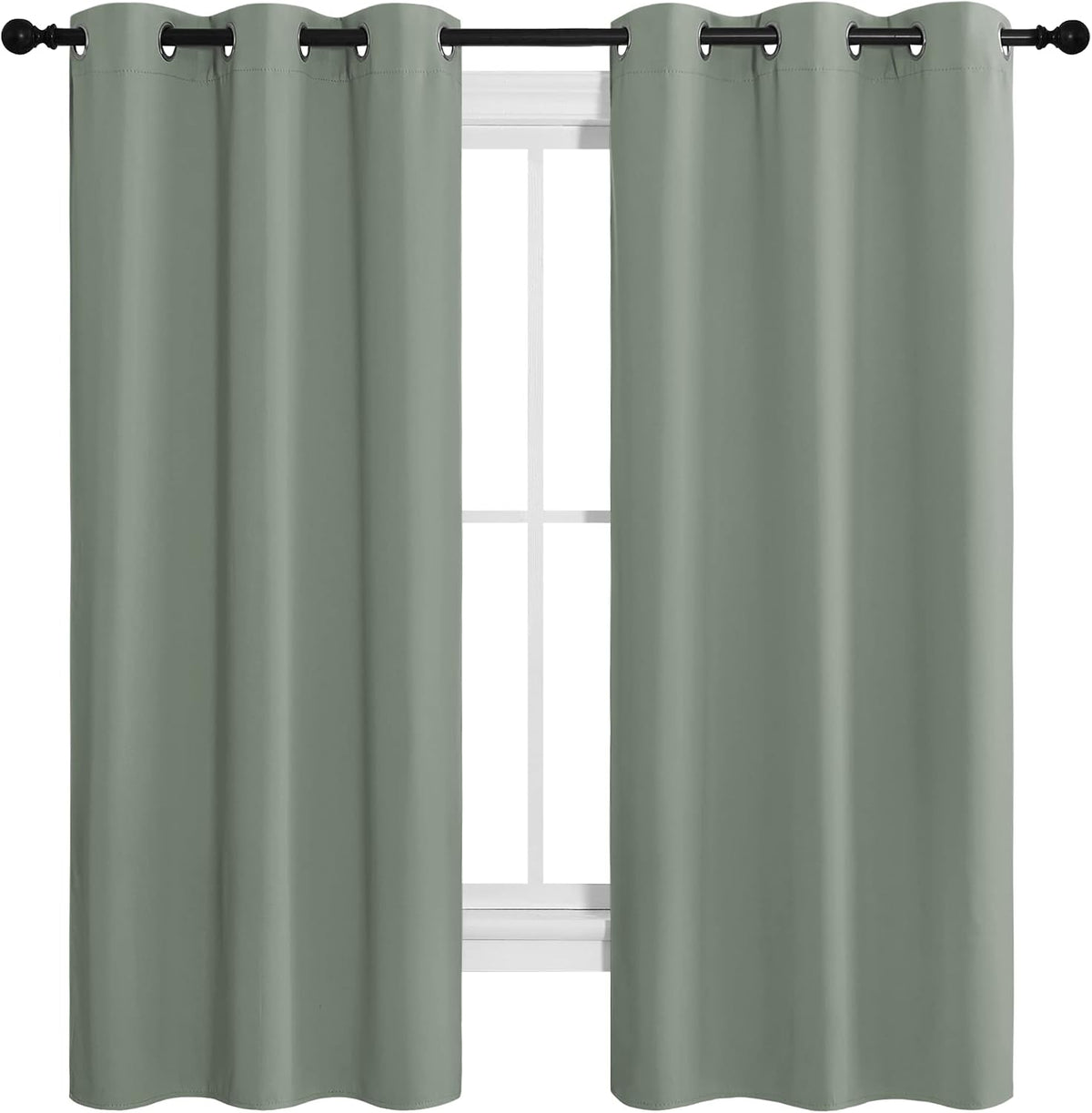 68"L x 42"W polyester curtains in Greyish Green, alternate view 2