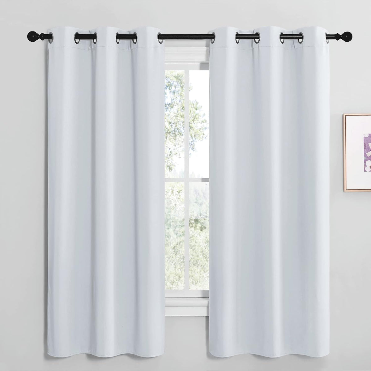 68"L x 42"W polyester curtains in Greyish White