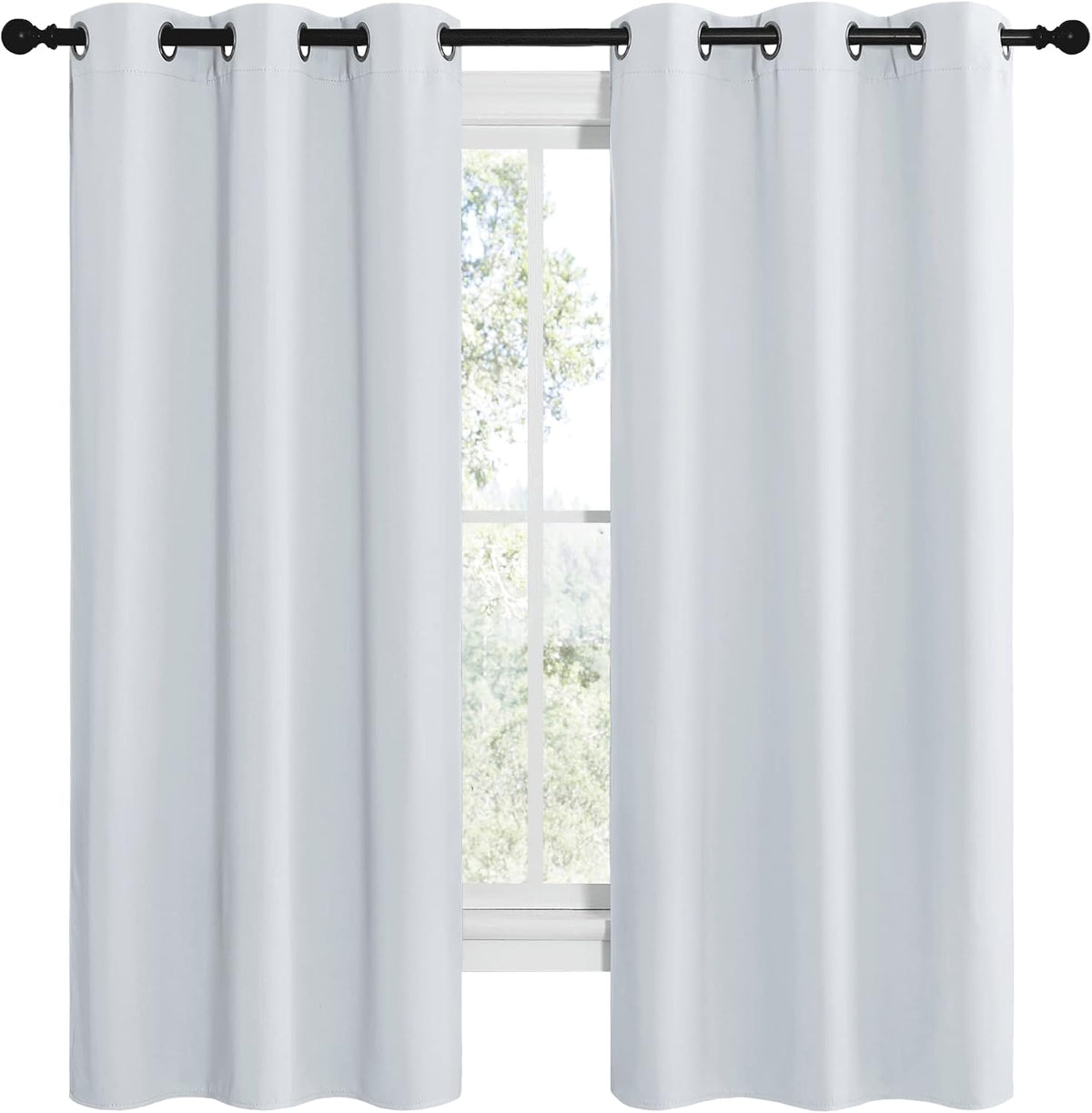 68"L x 42"W polyester curtains in Greyish White, alternate view 2