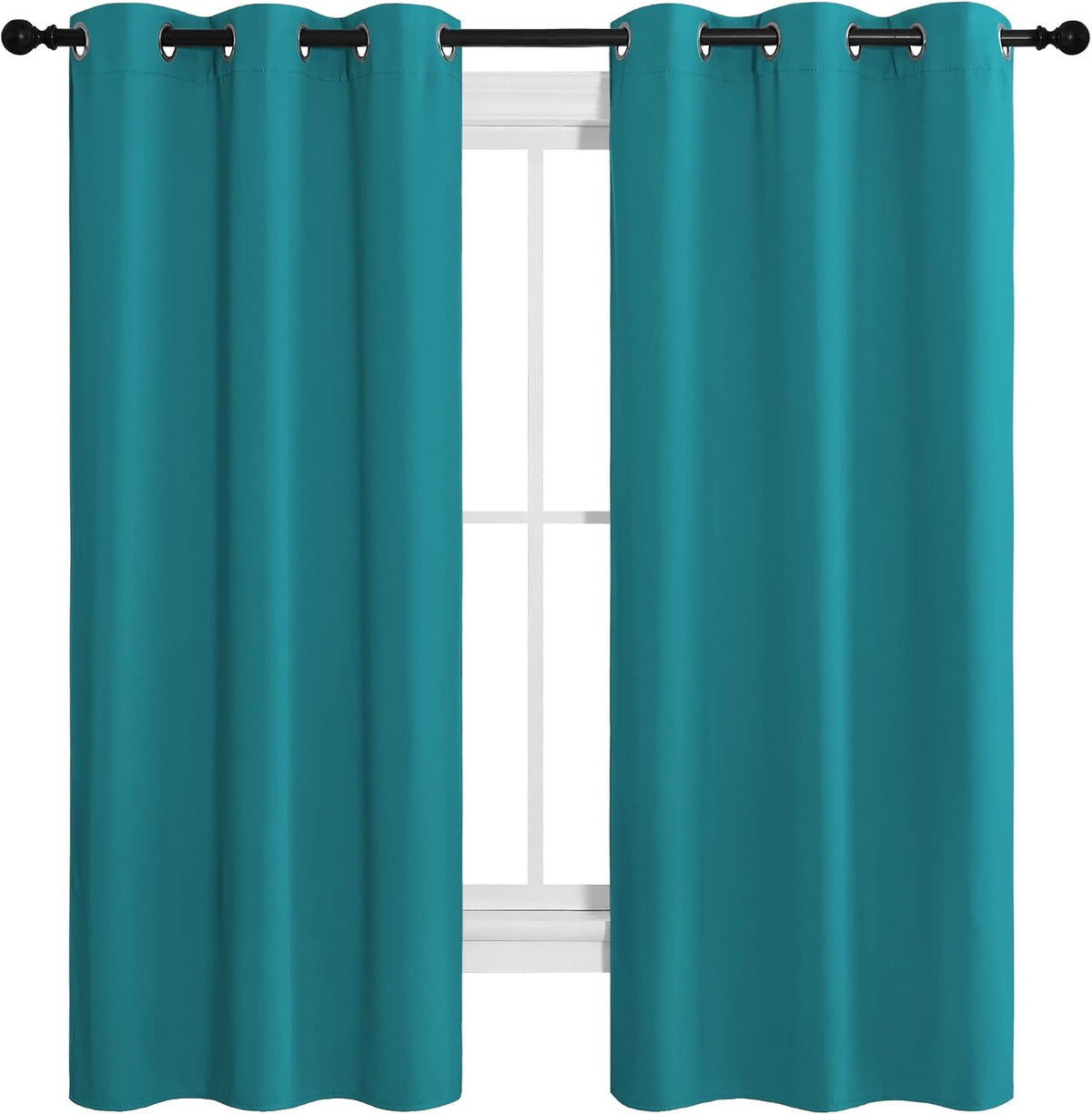 68"L x 42"W polyester curtains in Peacock Teal, alternate view 2