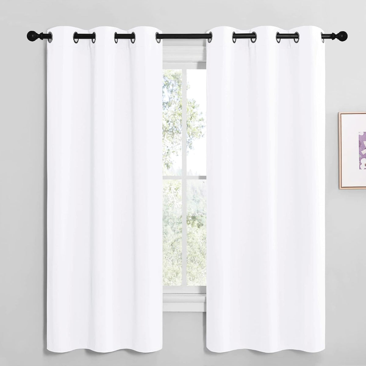 68"L x 42"W polyester curtains in Pure White