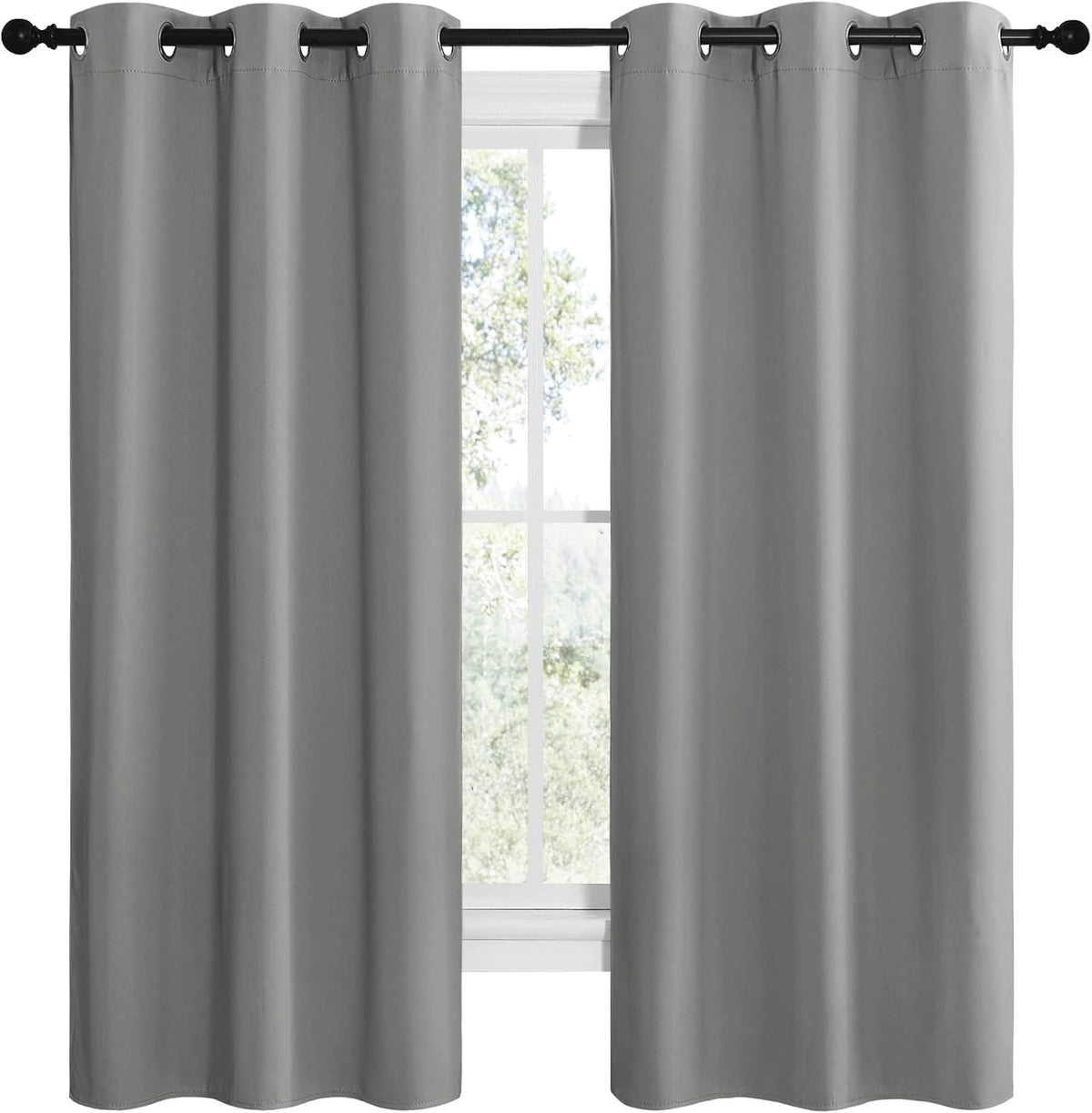 68"L x 42"W polyester curtains in Silver Grey, alternate view 2
