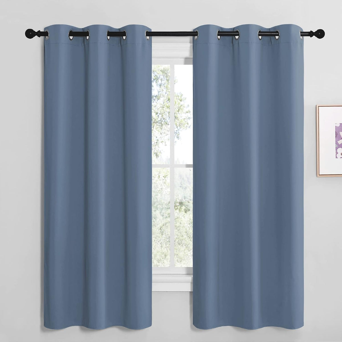 68"L x 42"W polyester curtains in Stone Blue