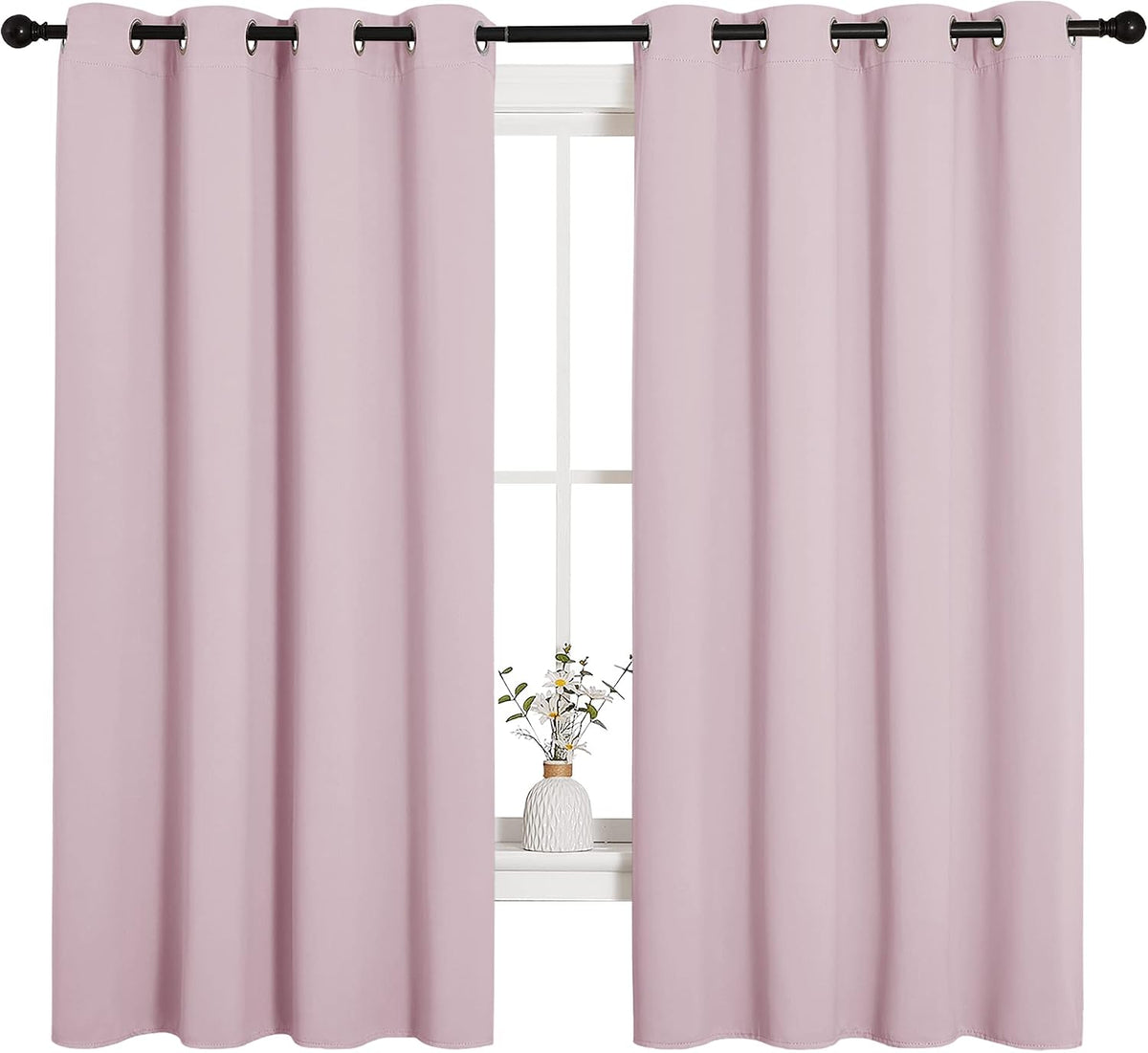 68"L x 55"W polyester curtains in Baby Pink