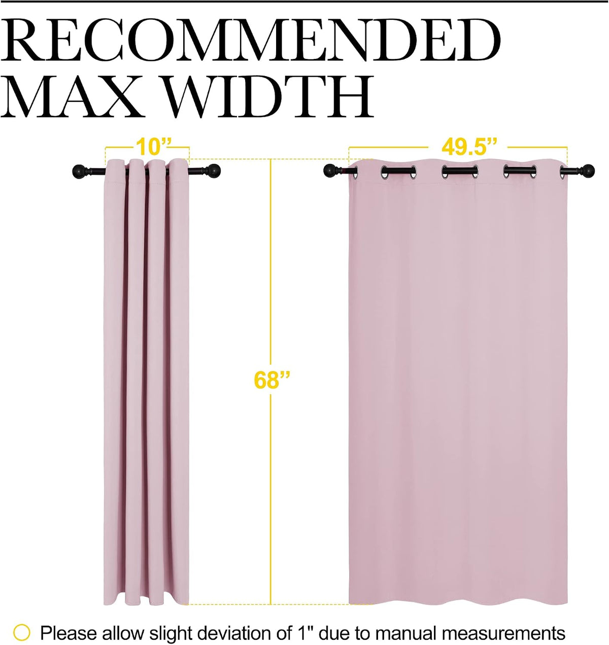 68"L x 55"W polyester curtains in Baby Pink, alternate view 7