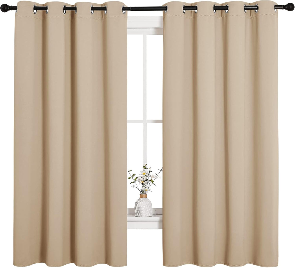 68"L x 55"W polyester curtains in Biscotti Beige