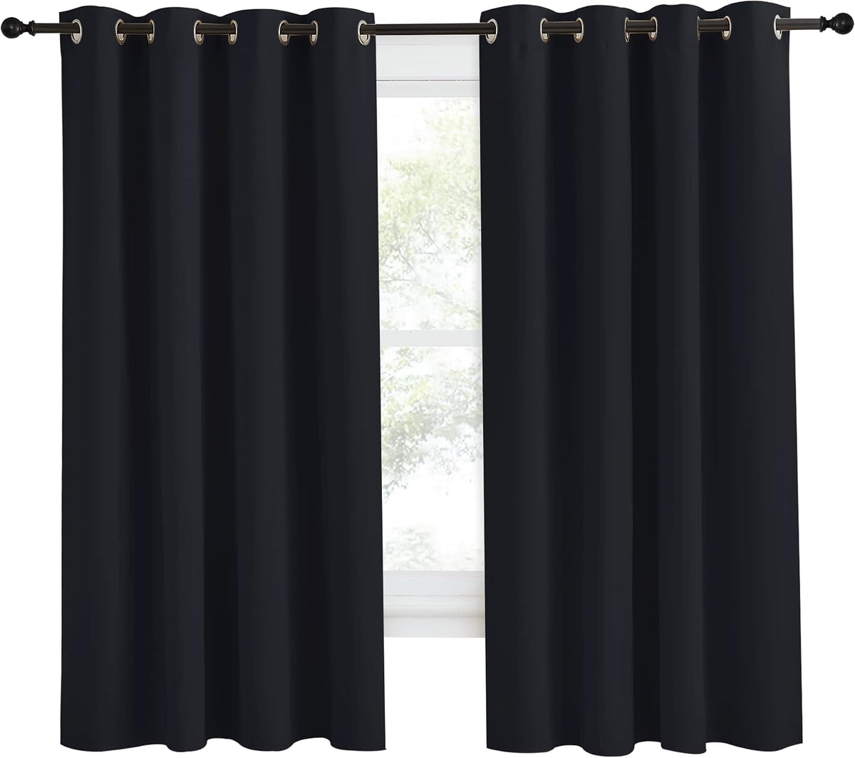 68"L x 55"W polyester curtains in Black, alternate view 2