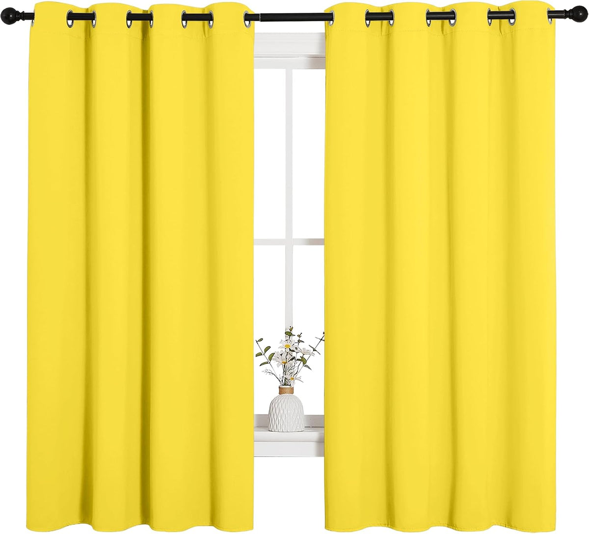 68"L x 55"W polyester curtains in Bright Yellow, alternate view 2