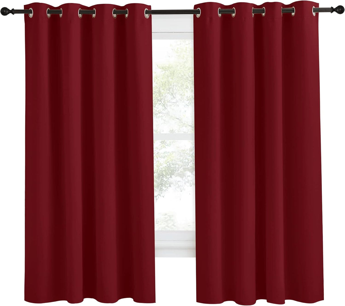 68"L x 55"W polyester curtains in Burgundy Red, alternate view 2