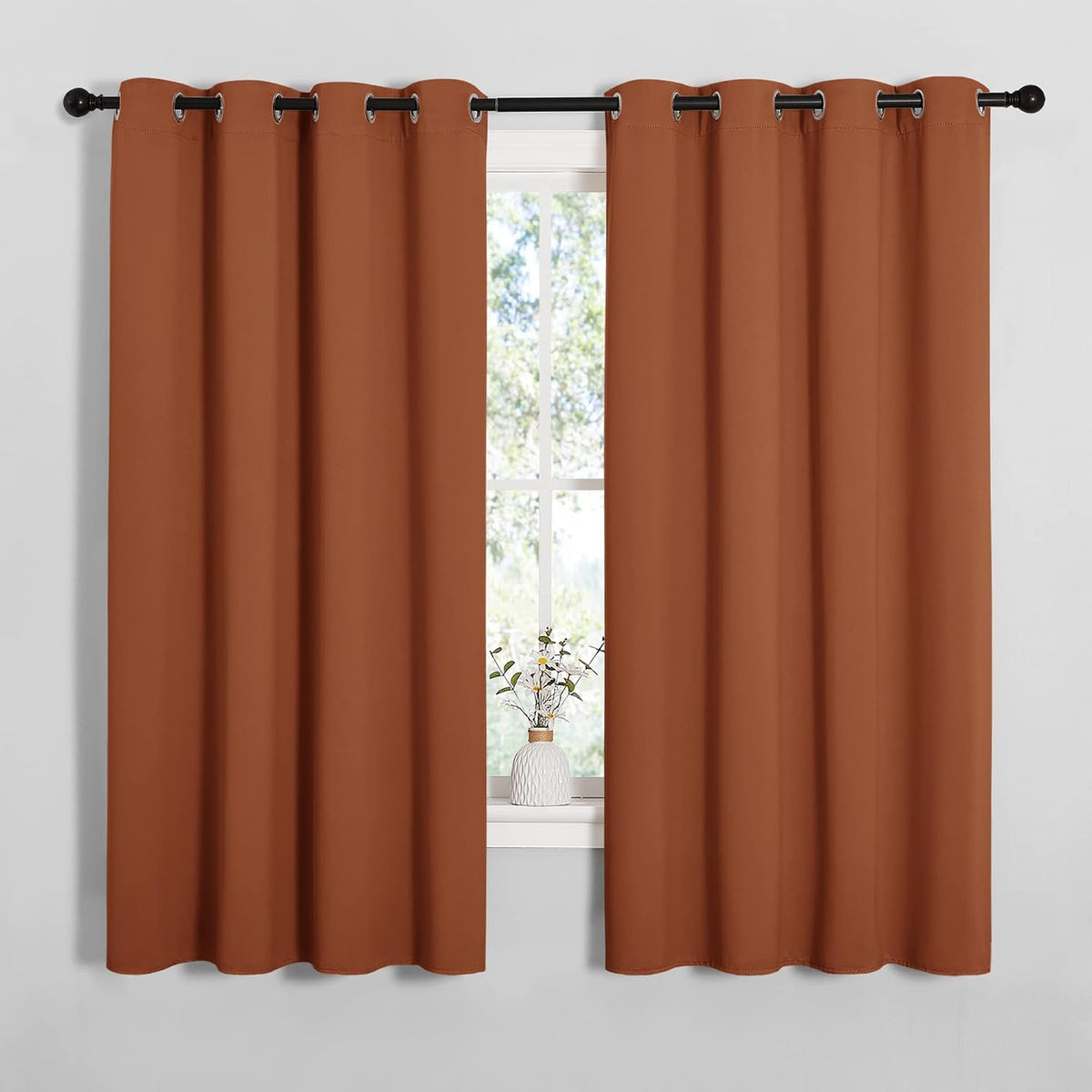 68"L x 55"W polyester curtains in Burnt Orange