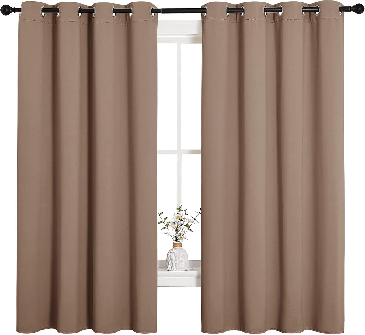68"L x 55"W polyester curtains in Cappuccino