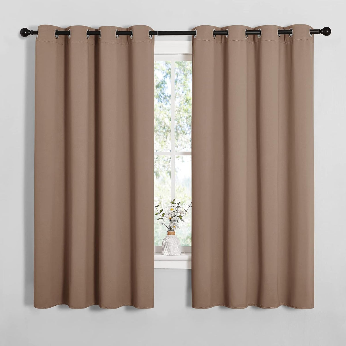 68"L x 55"W polyester curtains in Cappuccino, alternate view 2