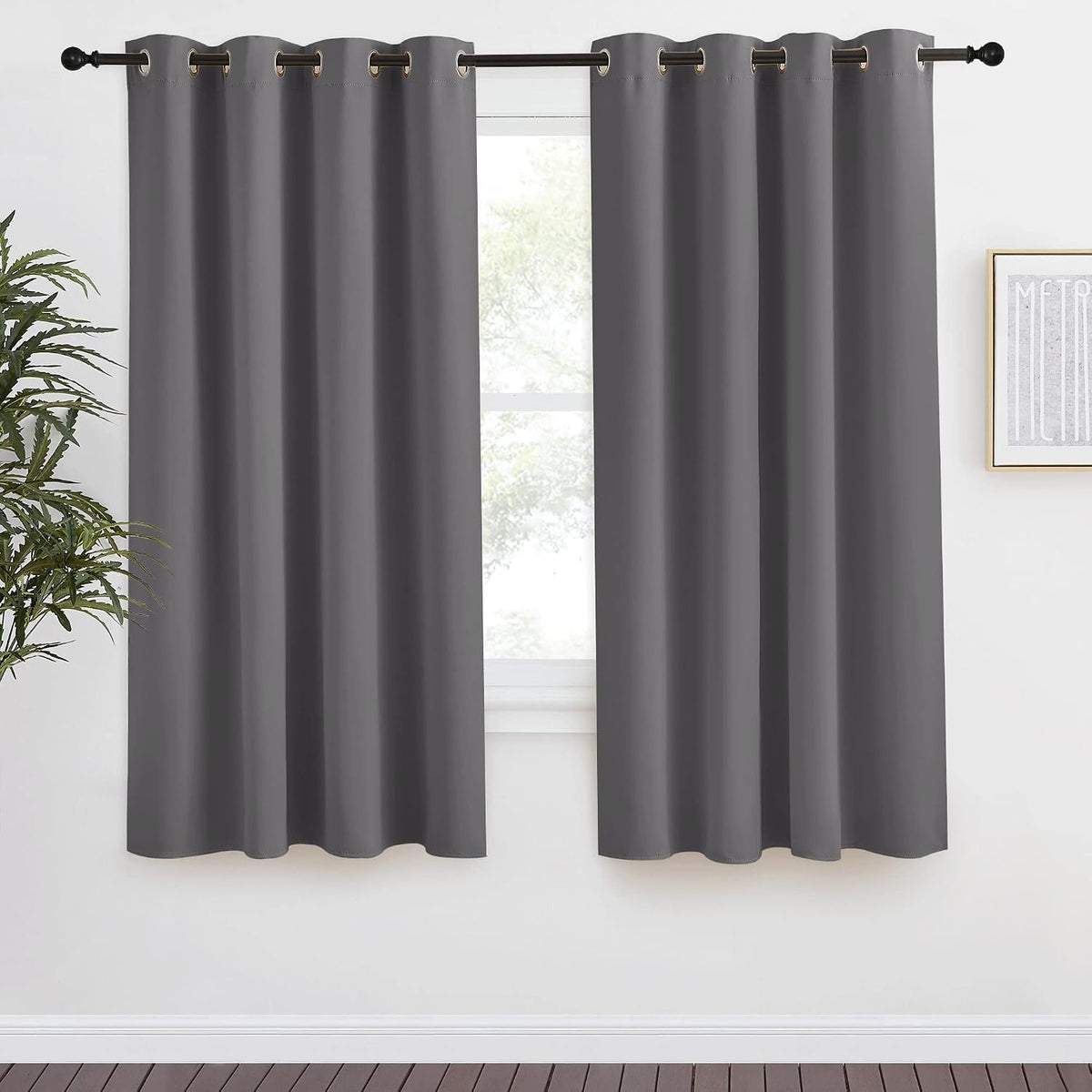 68"L x 55"W polyester curtains in Grey