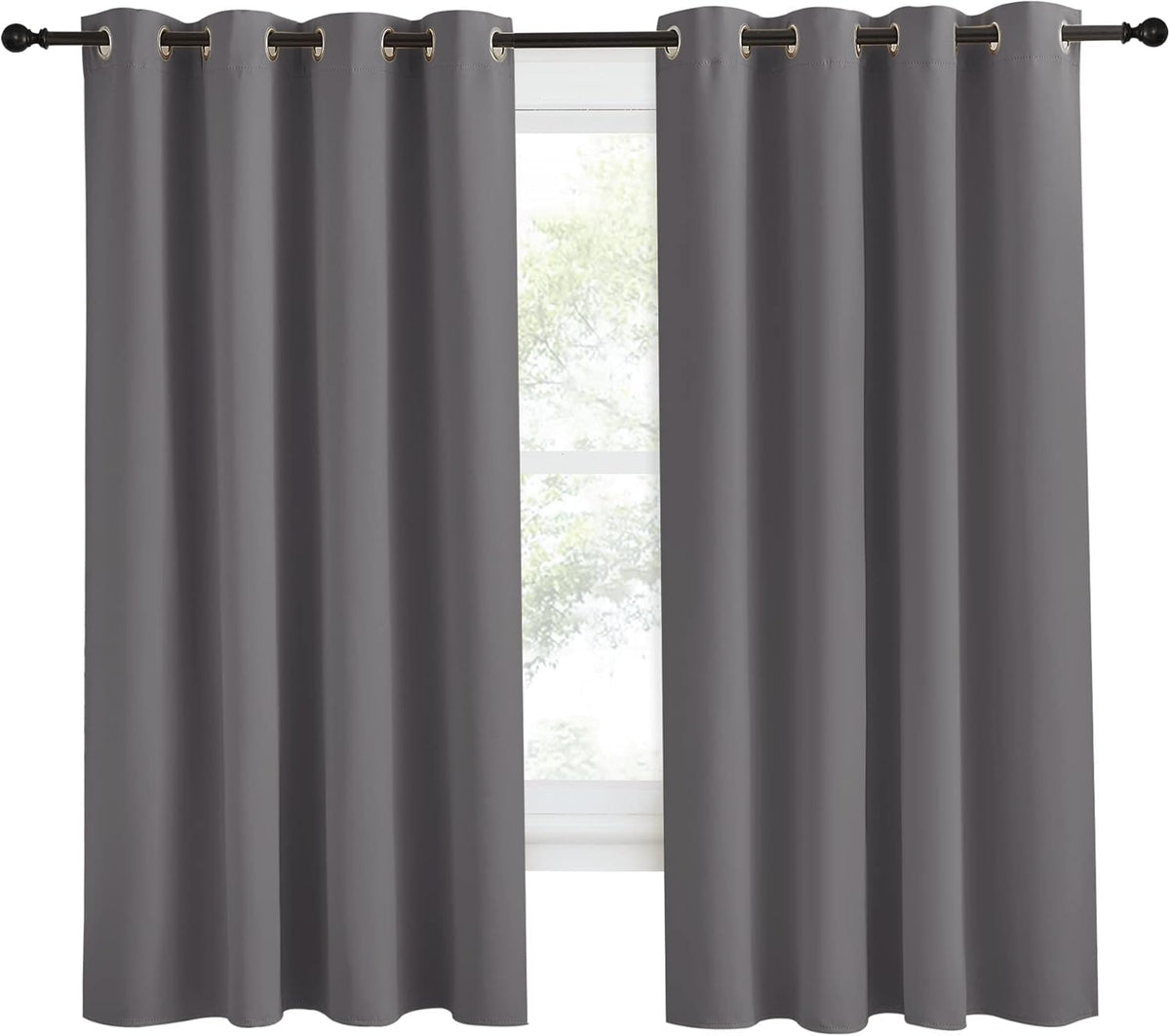 68"L x 55"W polyester curtains in Grey, alternate view 2