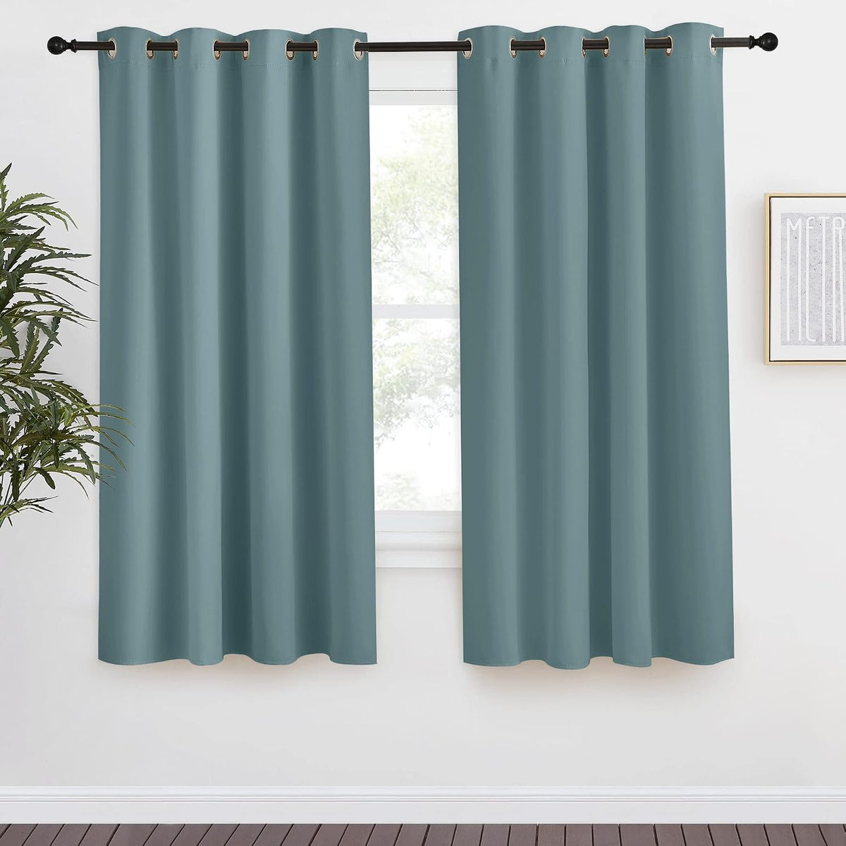 68"L x 55"W polyester curtains in Greyish Blue