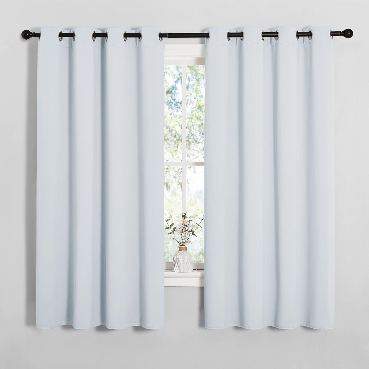 68"L x 55"W polyester curtains in Greyish White, alternate view 2