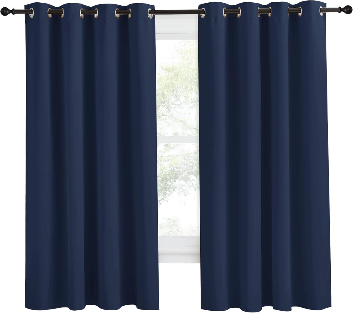 68"L x 55"W polyester curtains in Navy Blue, alternate view 2