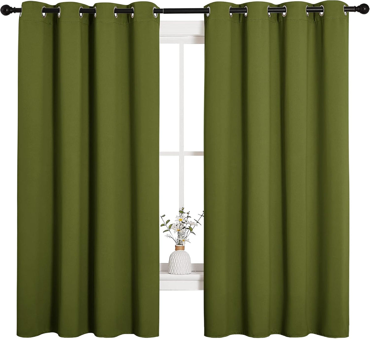 68"L x 55"W polyester curtains in Olive, alternate view 2