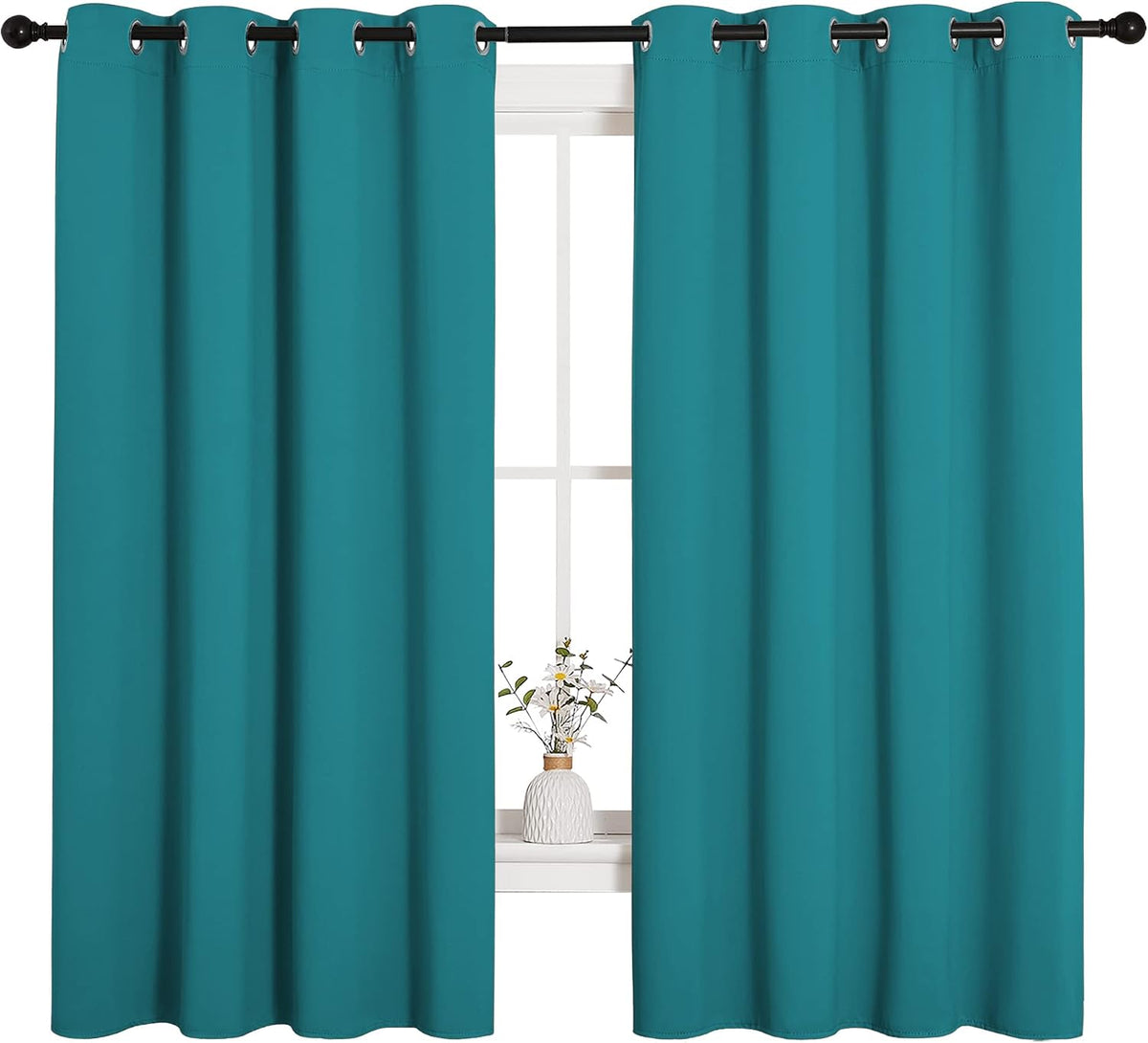 68"L x 55"W polyester curtains in Peacock Teal, alternate view 2