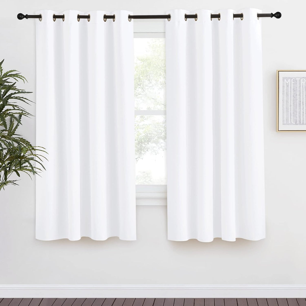68"L x 55"W polyester curtains in Pure White