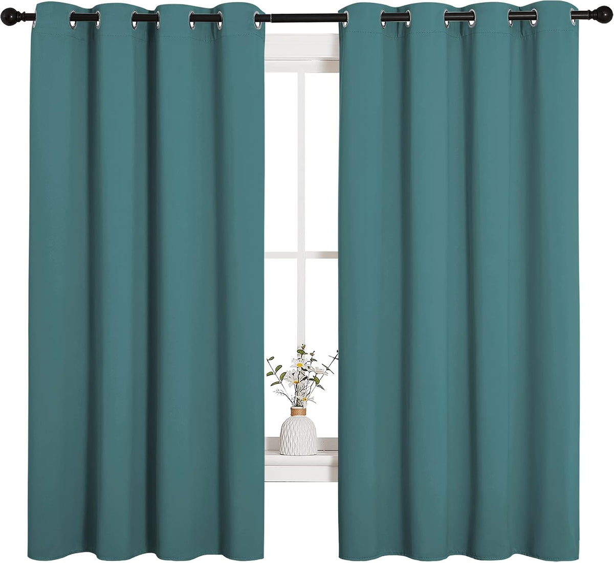 68"L x 55"W polyester curtains in Sea Teal, alternate view 2
