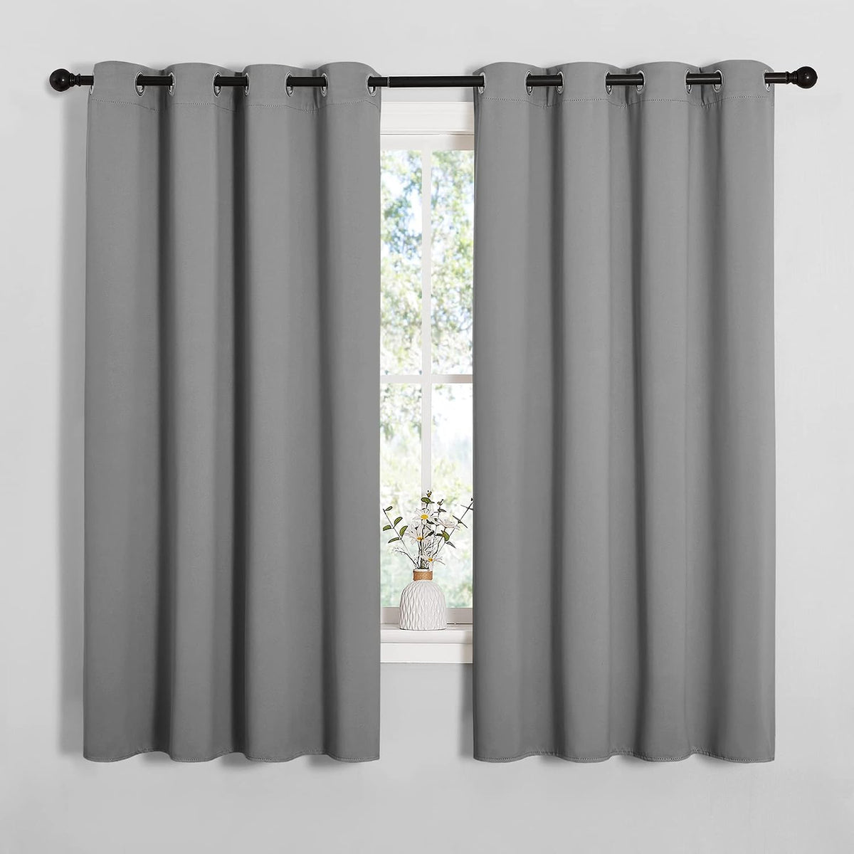 68"L x 55"W polyester curtains in Silver Grey