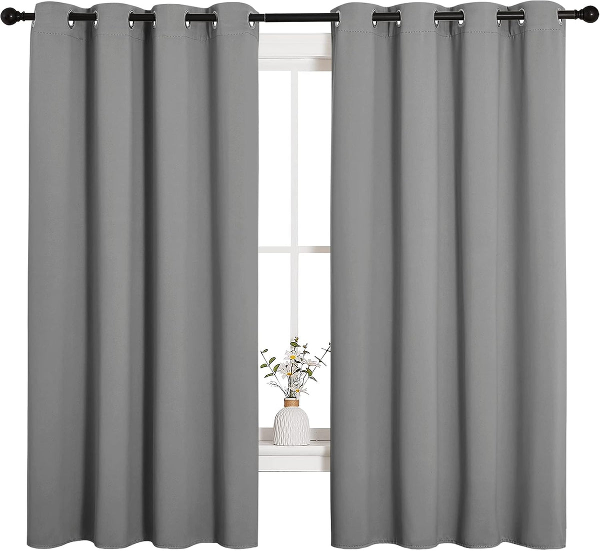 68"L x 55"W polyester curtains in Silver Grey, alternate view 2