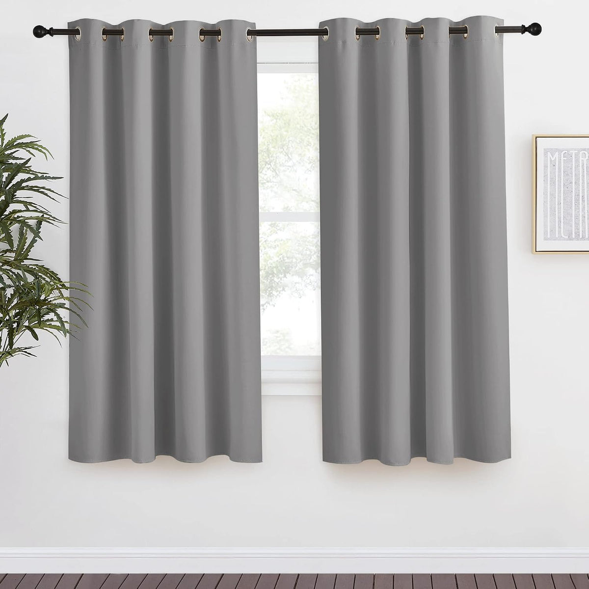 68"L x 55"W polyester curtains in Silver Grey