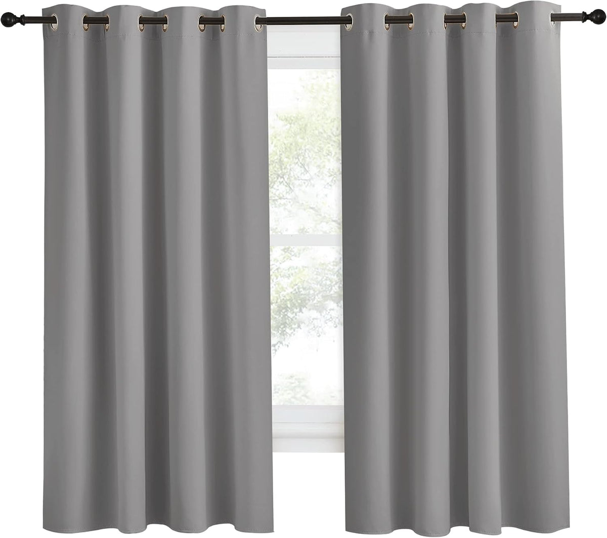 68"L x 55"W polyester curtains in Silver Grey, alternate view 2
