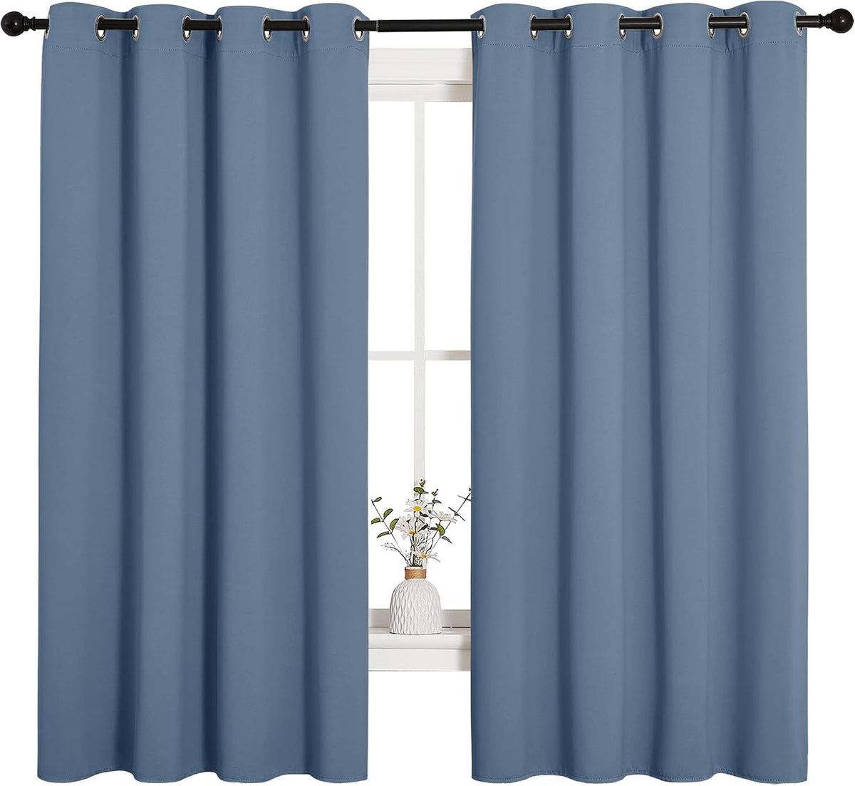 68"L x 55"W polyester curtains in Stone Blue, alternate view 2
