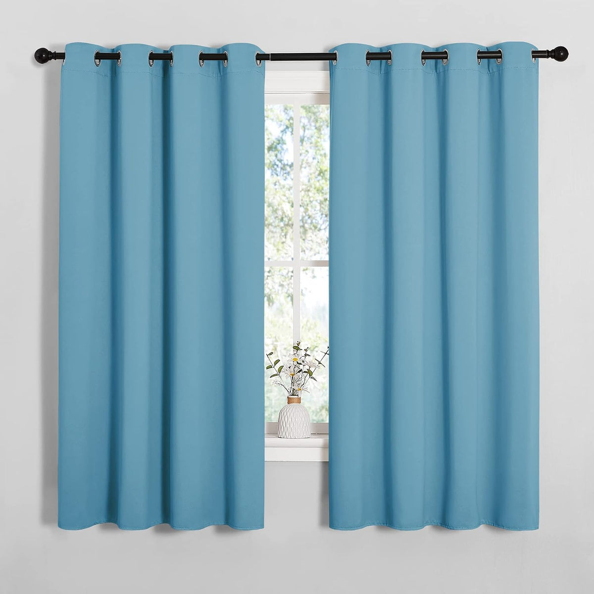 68"L x 55"W polyester curtains in Teal Blue, alternate view 2