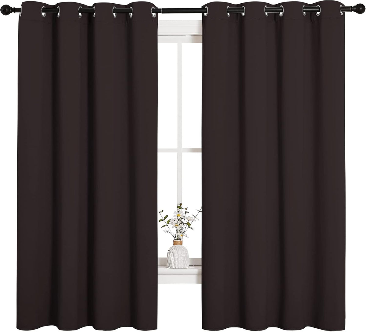 68"L x 55"W polyester curtains in Toffee Brown